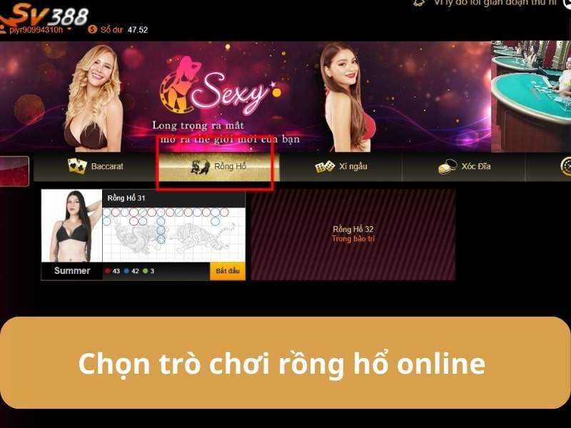 Chọn trò chơi "Rồng hổ" Chọn trò chơi "Rồng hổ"